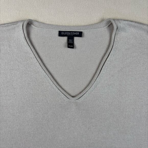 Eileen Fisher Women's Beige Peruvian Organic Cotton blend V Neck Petite Small - Picture 7 of 8